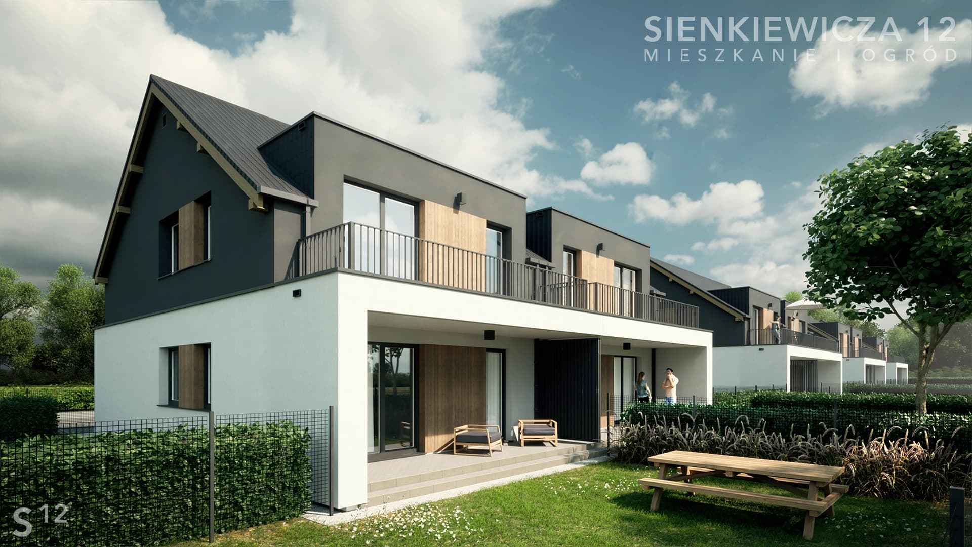 Zdjęcie wizualizacji budynków mieszkalnych Zator ul. Sienkiewicza 12. Zdjęcie podglądowe nr 1